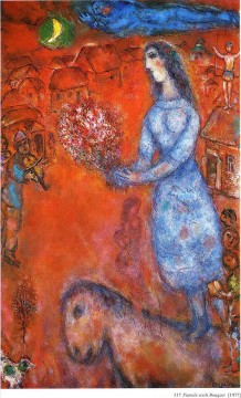 Marc Chagall œuvres - Fiancée au bouquet contemporain Marc Chagall